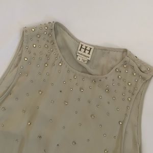 $465 Haute Hippie Rhinestone Silk Blouse SZ Small